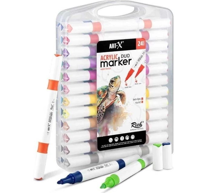 RİCH ART-X ACRYLİC DUO MARKER BOYA KALEMİ 24’LÜ SET