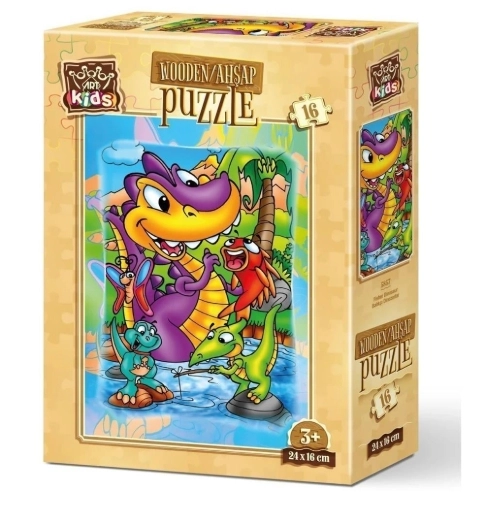 ART KİDS BALIKÇI DİNAZORLAR 16 PARÇA AHŞAP PUZZLE