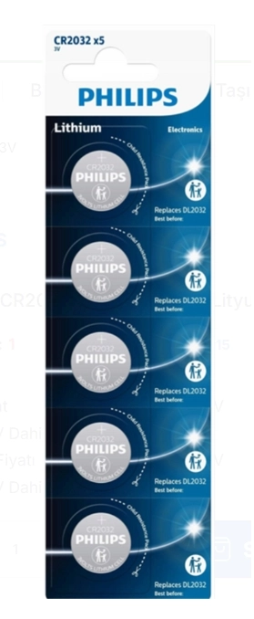 PHİLİPS LİTHİUM CR2032 3.0V 5Lİ PİL 