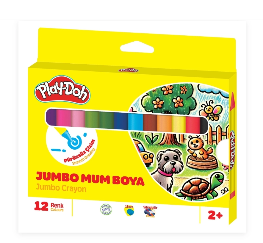 PLAY-DOH CRAYON MUM BOYA SİLİNEBİLİR 11MM 12 RENK