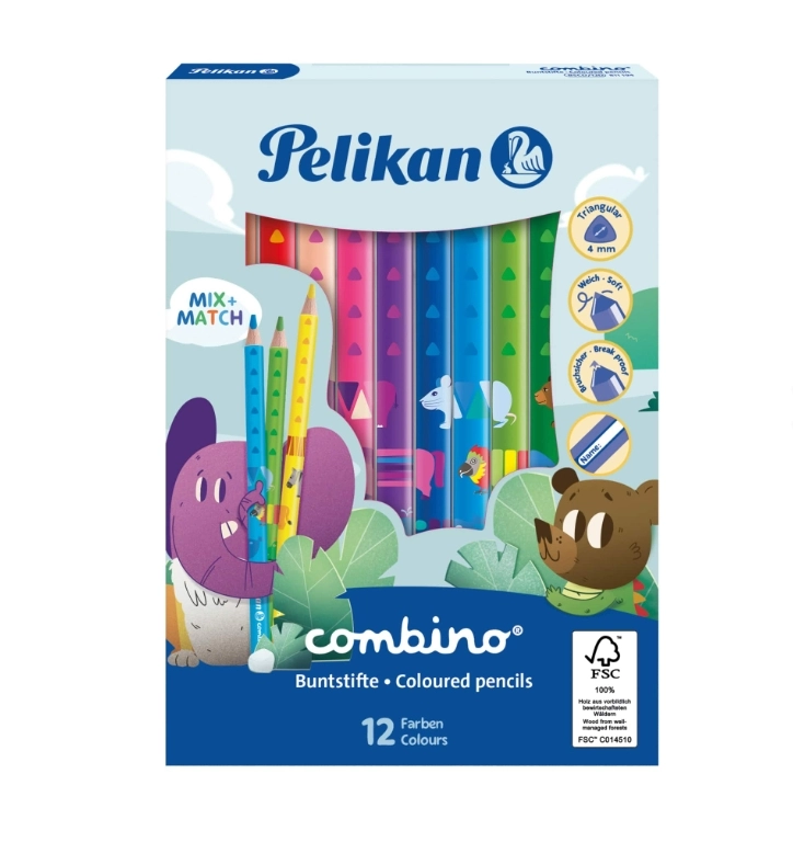 PELİKAN COMBİNO JUMBO ÜÇGEN KURUBOYA KALEMİ 12Lİ