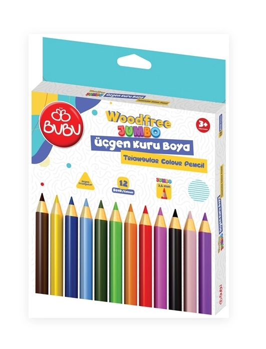 BU-BU WOODFREE JUMBO ÜÇGEN KURUBOYA 12 RENK