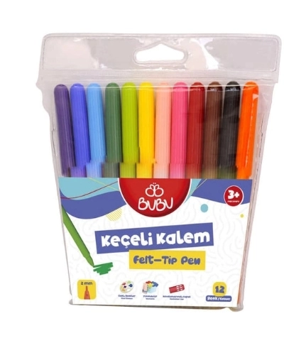 BU-BU KEÇELİ KALEM 12 RENK PVC