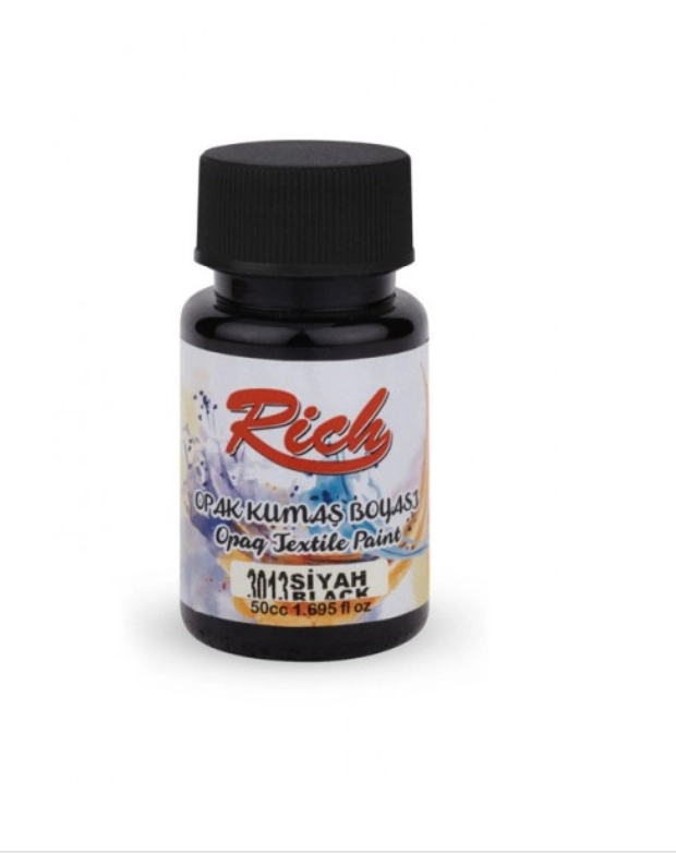 RICH AKRİLİK KUMAŞ BOYASI - SİYAH 50 ML.
