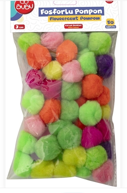 BU-BU FOSFORLU PONPON 3CM 50’Lİ KARMA