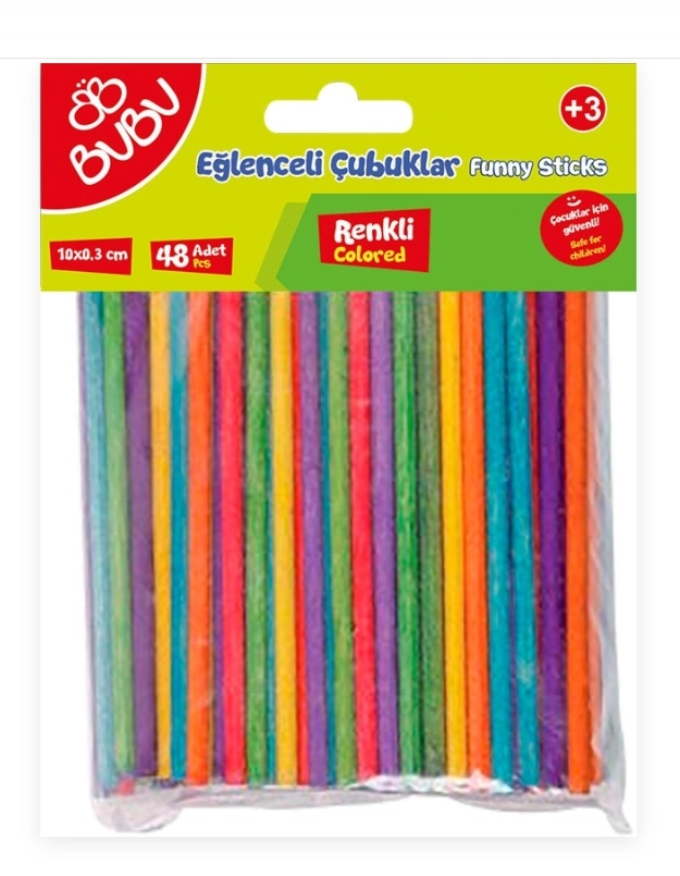 BU-BU EĞLENCELİ ÇUBUKLAR RENKLİ 10X0,3CM