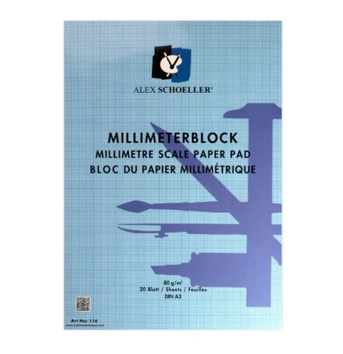 ALEX MİLİMETRİK BLOK A3 80GR.MAVİ  20YP.