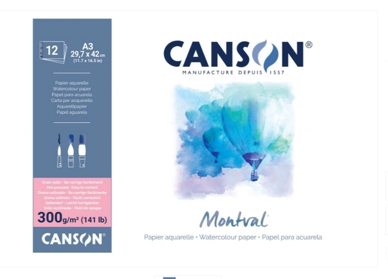 CANSON MONTVAL SULUBOYA BLOĞU 12S A3  300G