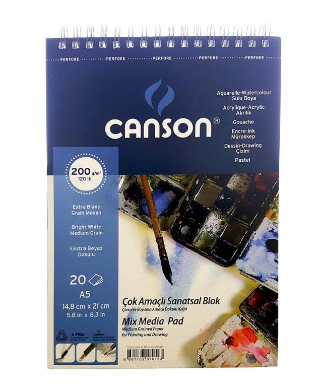 CANSON ÇOK AMAÇLI RESİM BLOK 200GR A5