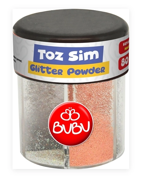 BU-BU  YILDIZLI KALPLİ PUL TOZ SİM 80GR (6LI)