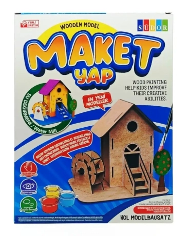 SÜDOR AHŞAP MAKET SU DEĞİRMENİ BOYAMA SETİ BÜYÜK