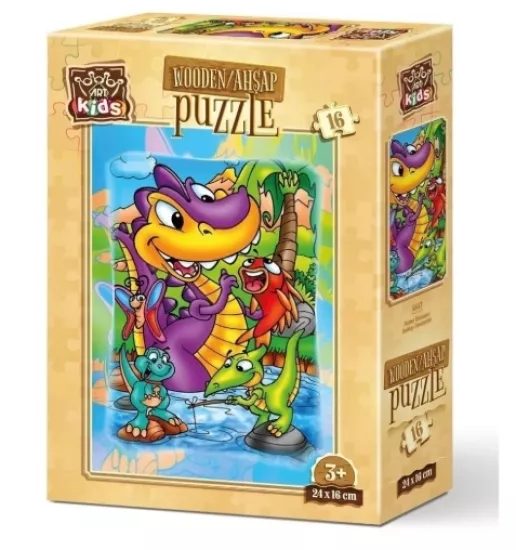 ART KİDS BALIKÇI DİNAZORLAR 16 PARÇA AHŞAP PUZZLE