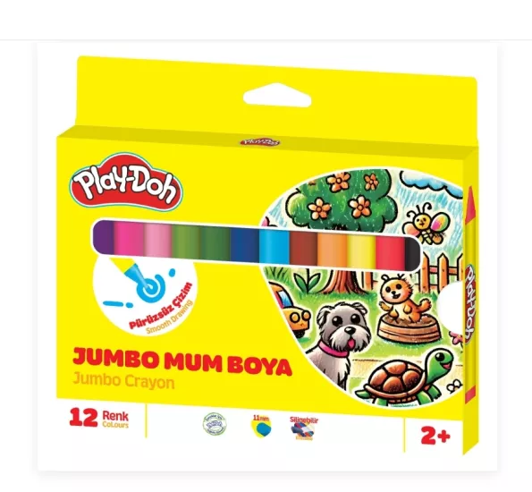 PLAY-DOH CRAYON MUM BOYA SİLİNEBİLİR 11MM 12 RENK