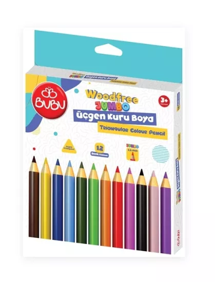 BU-BU WOODFREE JUMBO ÜÇGEN KURUBOYA 12 RENK