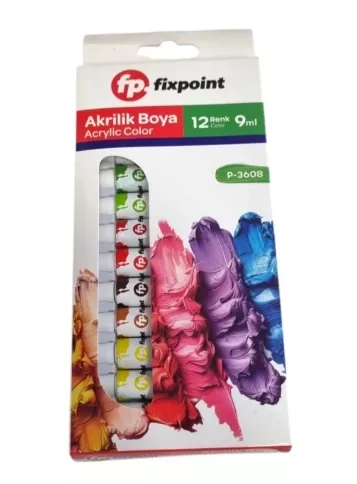 FİXPOİNT AKRİLİK BOYA TÜP 9ML 12 RENK 12Lİ