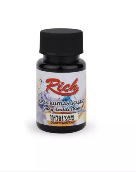 RICH AKRİLİK KUMAŞ BOYASI - SİYAH 50 ML.