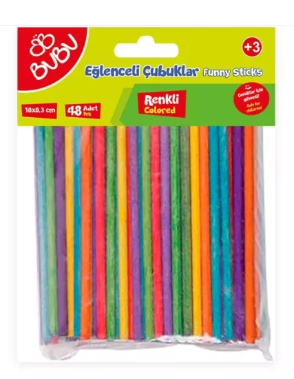 BU-BU EĞLENCELİ ÇUBUKLAR RENKLİ 10X0,3CM