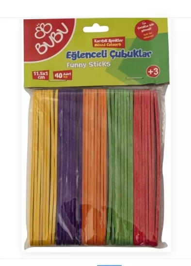 BU-BU EĞLENCELİ ÇUBUKLAR RENKLİ 11,5X1 40LI