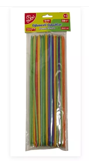 BU-BU EĞLENCELİ ÇUBUKLAR RENKLİ 20X0 3CM 50’Lİ
