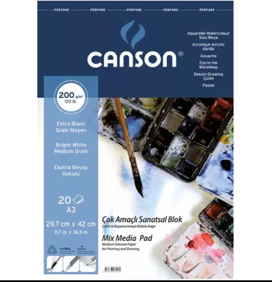CANSON ÇOK AMAÇLI RESİM BLOK 200GR A3