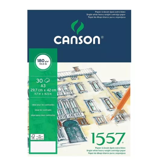CANSON 1557 RESİM VE ÇİZİM BLOK 180GR A3 20YP