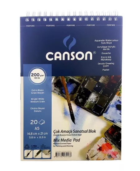 CANSON ÇOK AMAÇLI RESİM BLOK 200GR A5