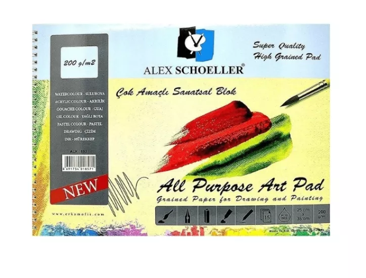 ALEX  RESİM DEFTERİ 25X35 200 GR. 15 YP. SPİRALLİ