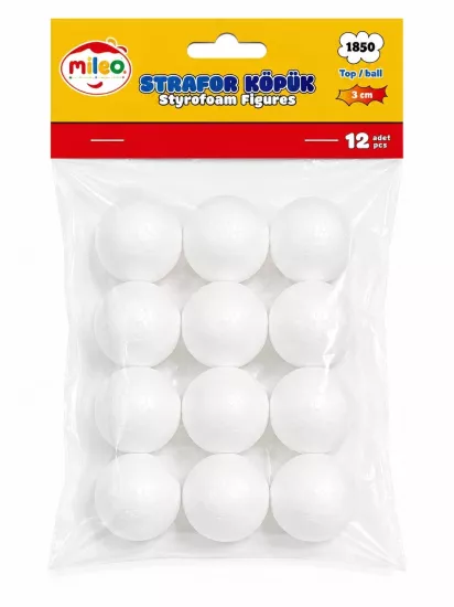 MİLEO STRAFOR KÖPÜK FİGÜR TOP 3CM (12Lİ PAKET)