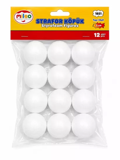 MİLEO STRAFOR KÖPÜK FİGÜR TOP 5CM (12Lİ PAKET)