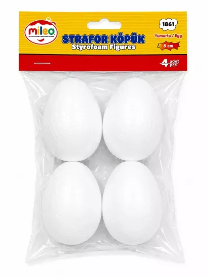 MİLEO STRAFOR KÖPÜK FİGÜR YUMURTA 8CM (4LÜ PAKET)