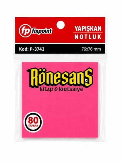 FİXPOİNT YAPIŞKANLI NOTLUK KARE PEMBE 80 YAPRAK