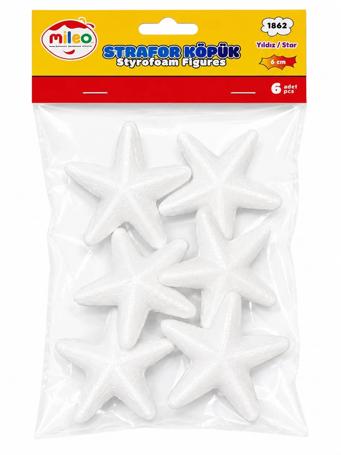 MİLEO STRAFOR KÖPÜK FİGÜR YILDIZ 6CM (6LI PAKET)