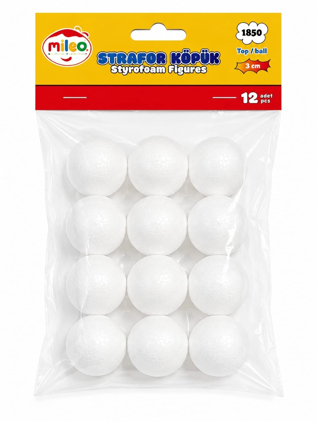 MİLEO STRAFOR KÖPÜK FİGÜR TOP 3CM (12Lİ PAKET)