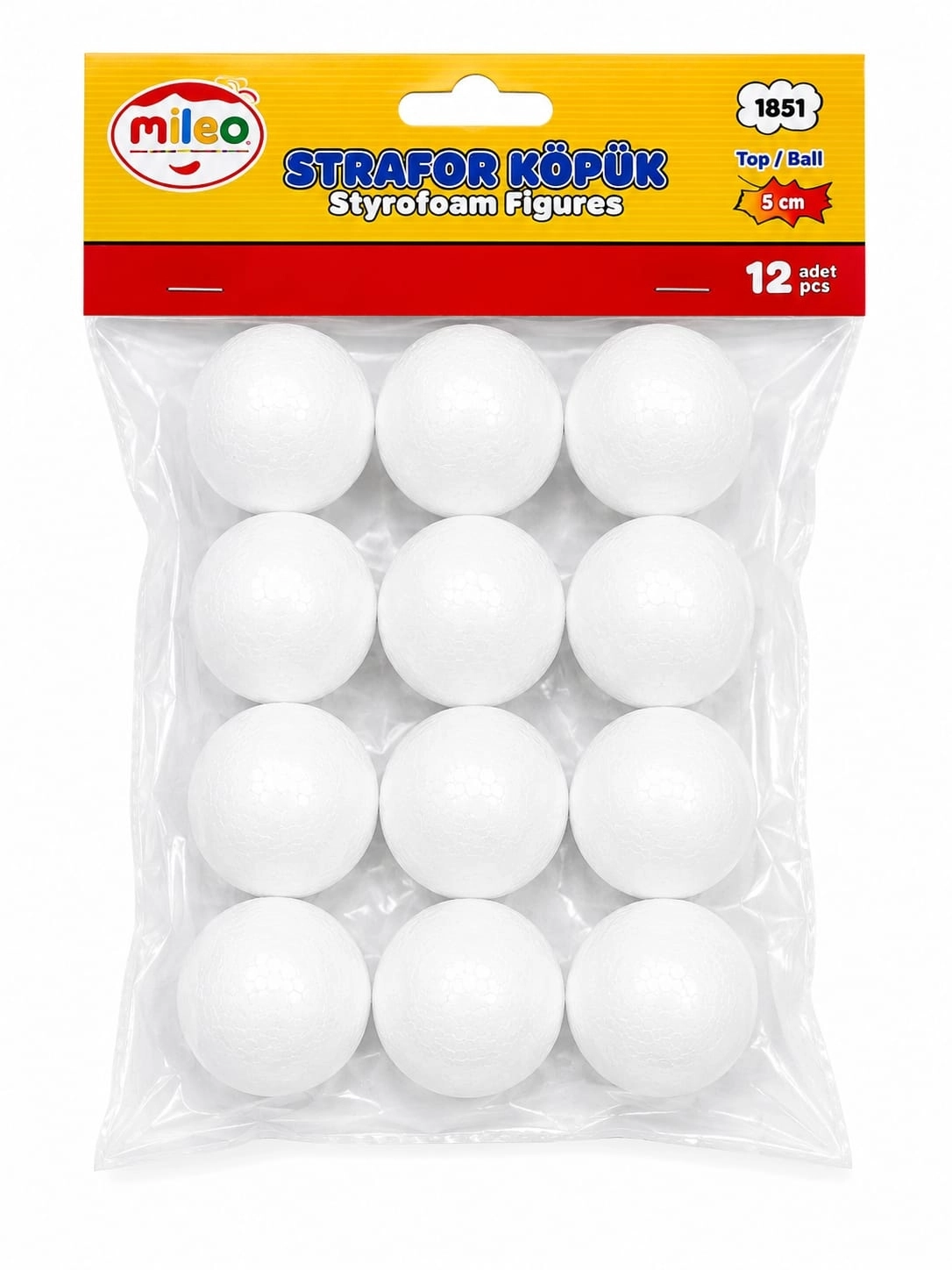 MİLEO STRAFOR KÖPÜK FİGÜR TOP 5CM (12Lİ PAKET)
