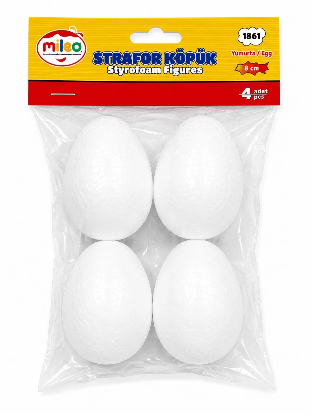 MİLEO STRAFOR KÖPÜK FİGÜR YUMURTA 8CM (4LÜ PAKET)