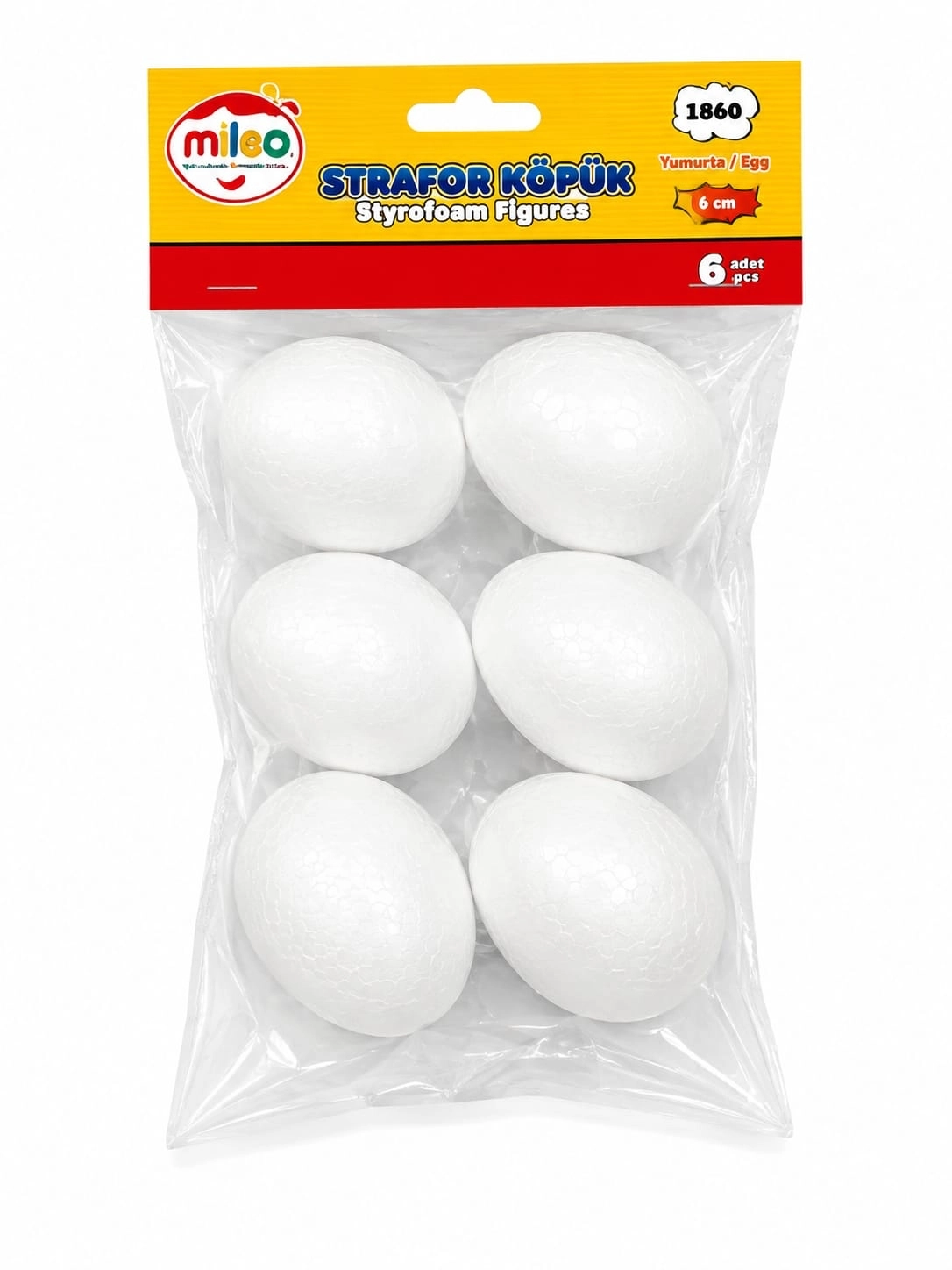 MİLEO STRAFOR KÖPÜK FİGÜR YUMURTA 6CM (6LI PAKET)