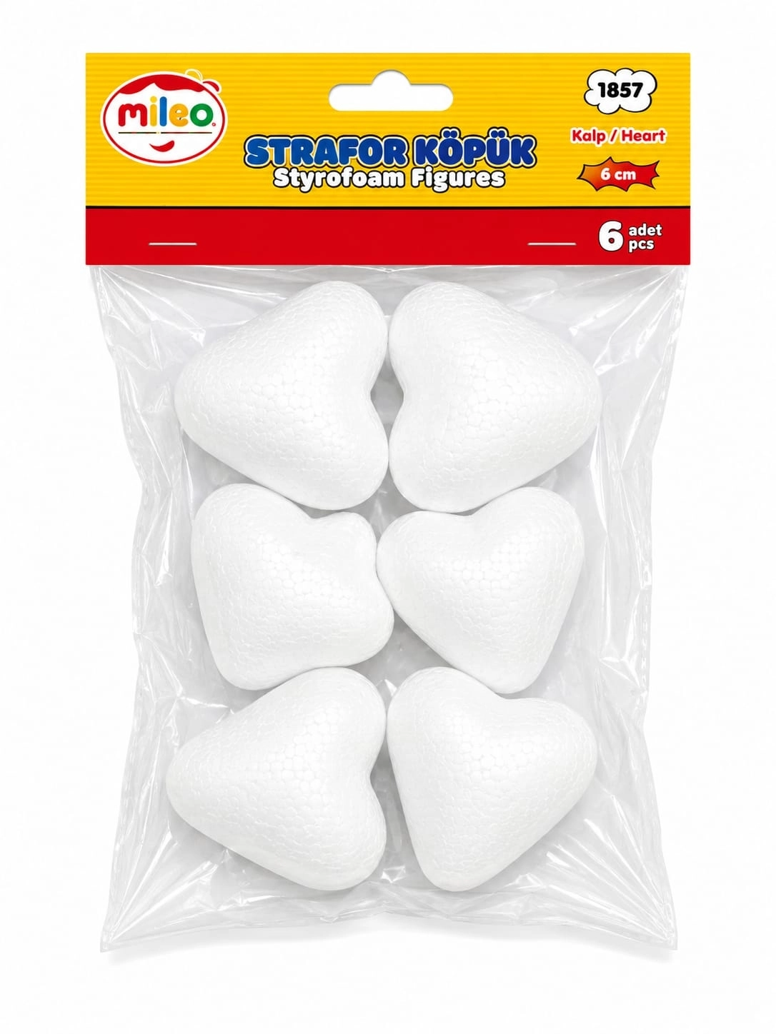 MİLEO STRAFOR KÖPÜK FİGÜR KALP 6CM (6LI PAKET)