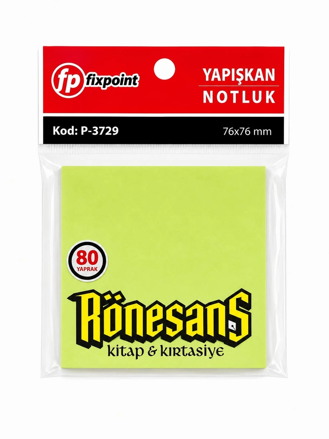 FİXPOİNT YAPIŞKANLI NOTLUK KARE YEŞİL 80 YAPRAK